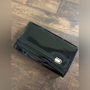 VINTAGE Crown Lewis Vintage Black Patent Leather Clutch Shoulder Bag 1960's